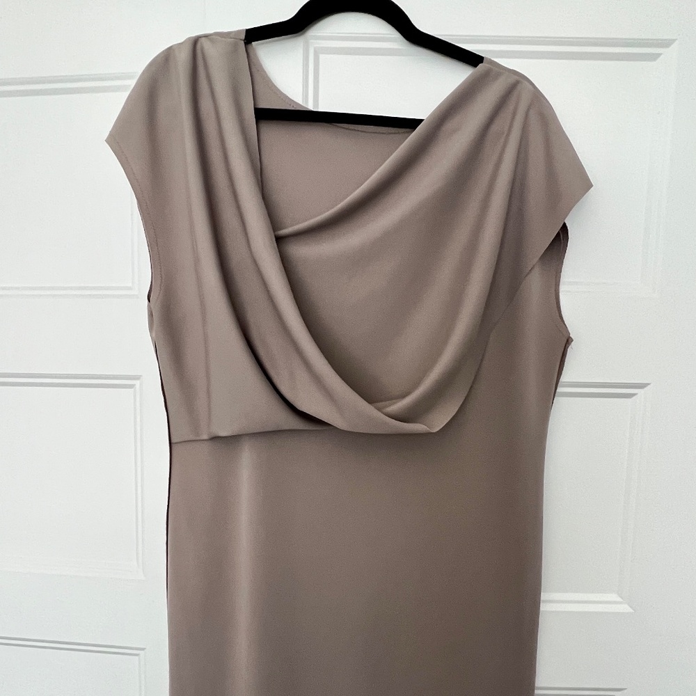 Milla Draped Back Taupe Dress Size L